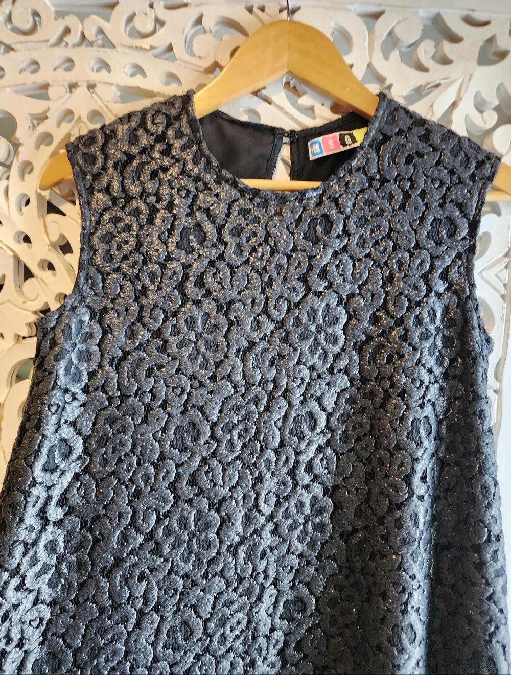 MSGM A-LINE MINI DRESS SLEVELESS CREW NECK EMBROIDERY DESING MADE IN ITALY Sz 40 - Picture 12 of 16